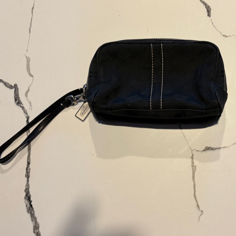 Coach Black wristlet makeup bag
